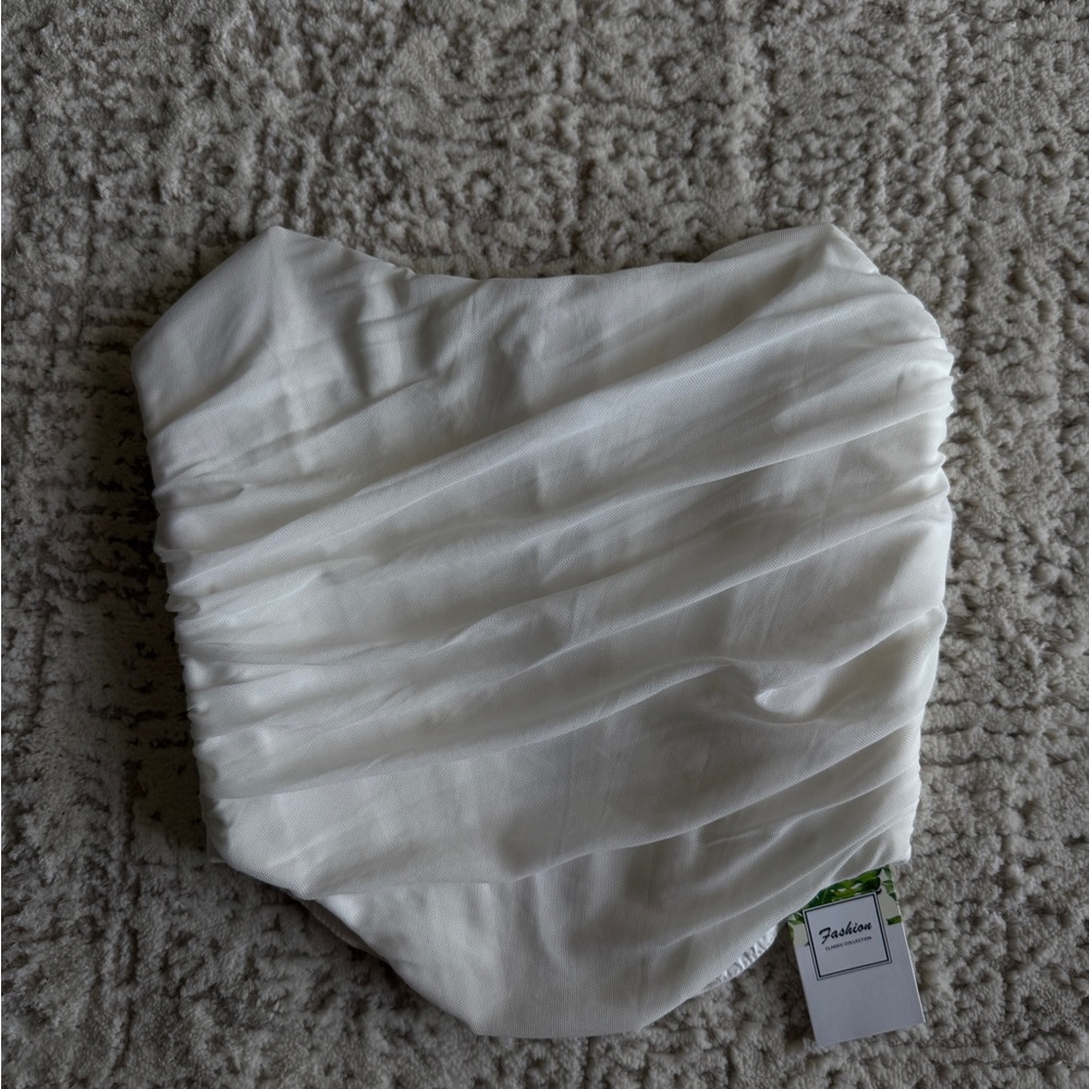 NWT White Ruched Corset Bustier Top
